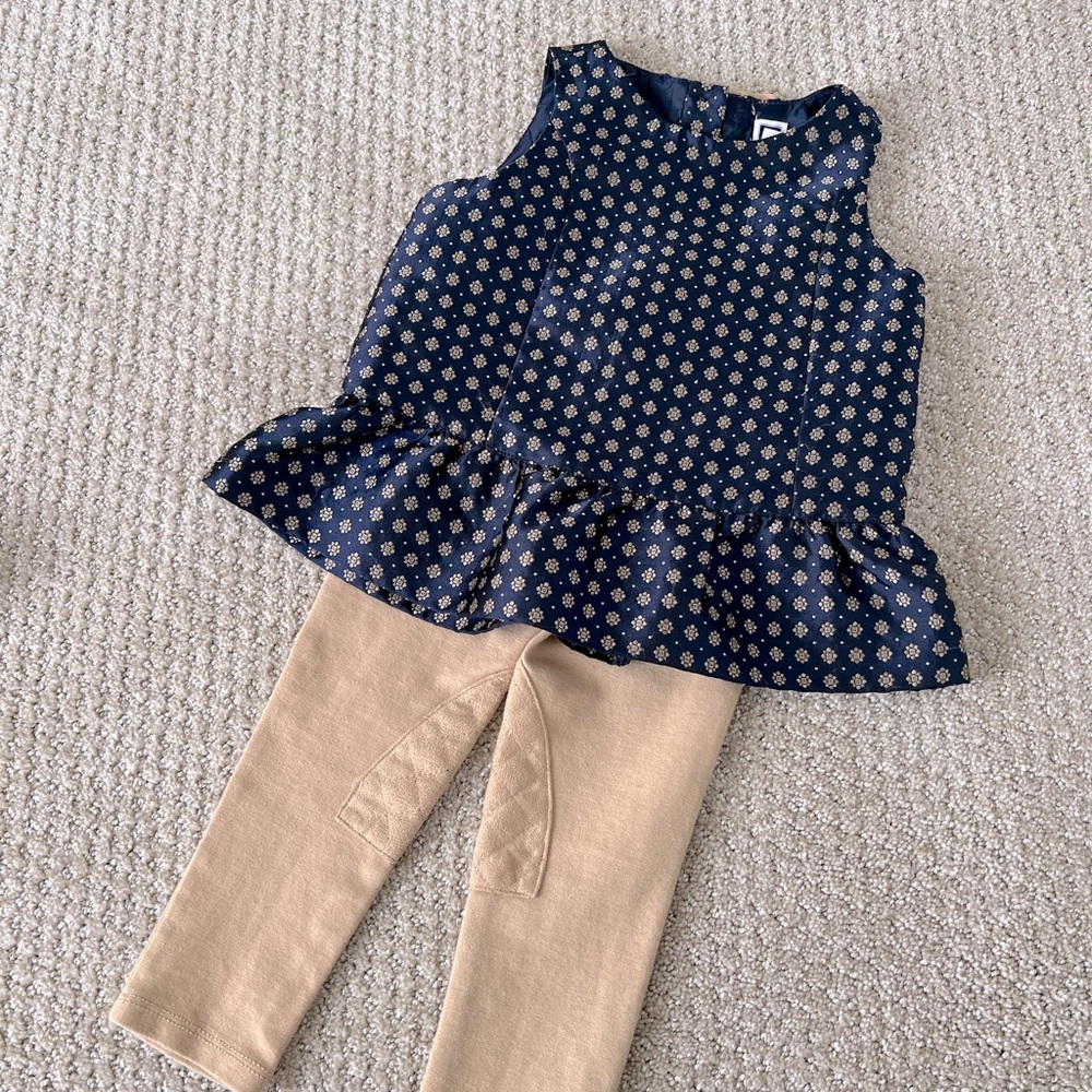 Janie and Jack Navy and Tan Kids Matching Set